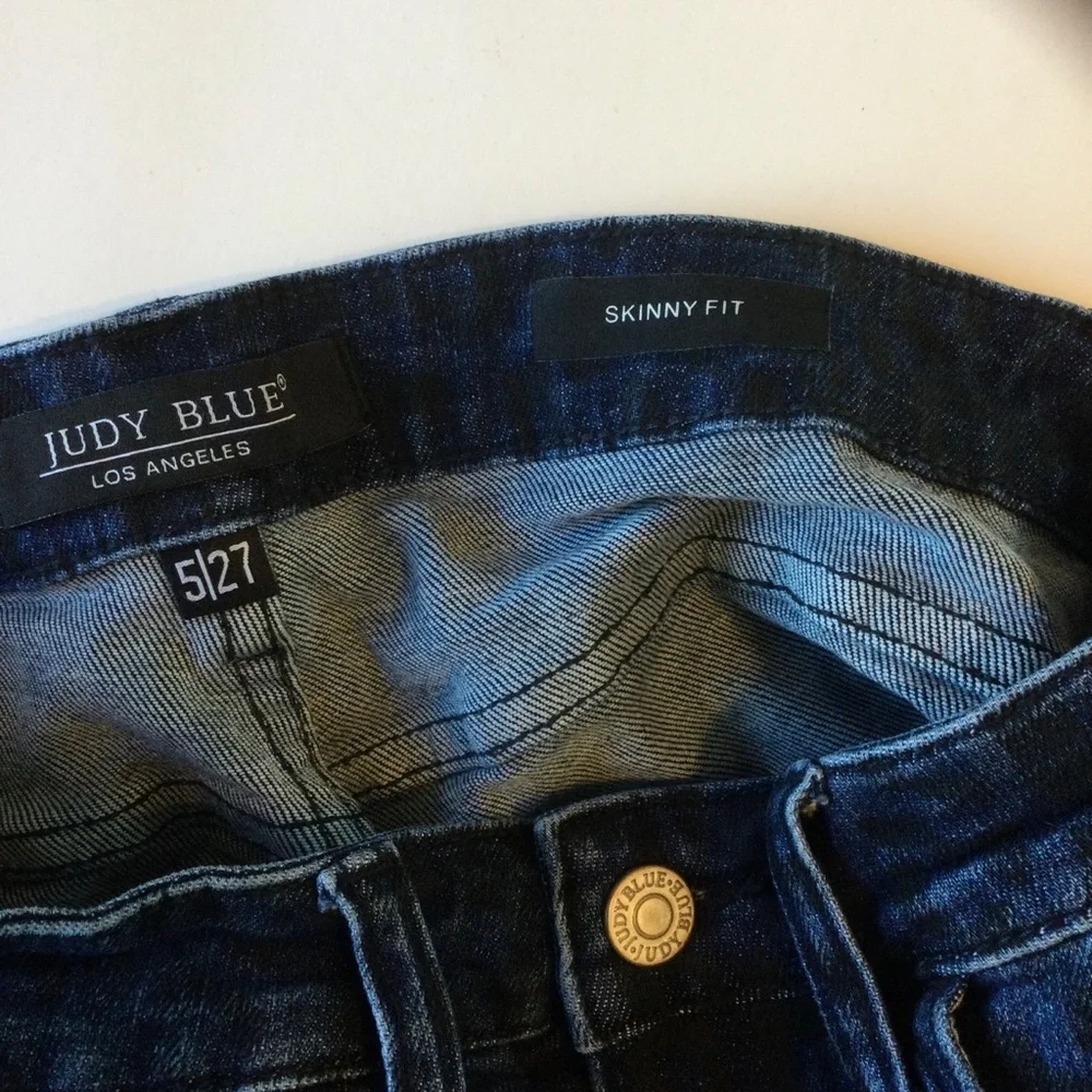 Judy Blue Los Angeles Patterned Denim Blue Jeans Skinny Fit Chic Size 5/27 - Picture 8 of 9